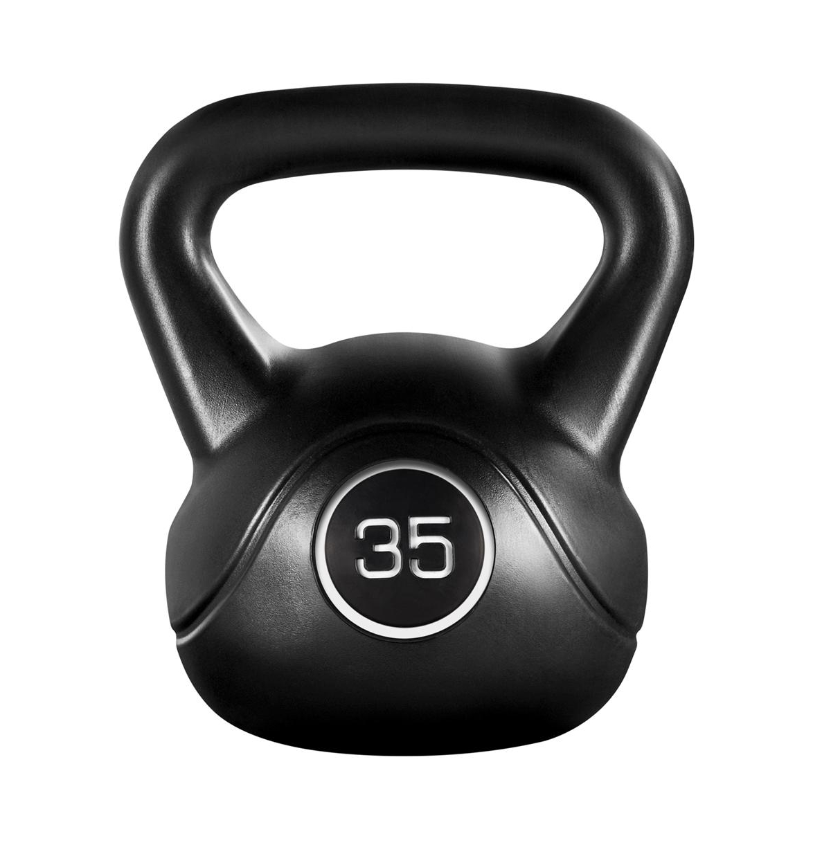 35lb Kettlebell Hdpe Coated Kettle Bells for Home Gym - Black
