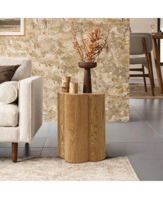 Wood Grain Manufactured Wood 20.5-Inch Tall Round End and Side Table