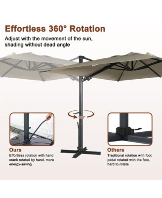 156"W x 120"D Rectangular Cantilever Umbrella with Detachable -level Brightness LED Light, w/ Weight Base Included