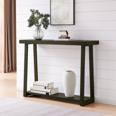44 Inch Modern Wood Narrow Console Table with 2-Tier Storage Shelf for Entryway or Living Room, Slim Sofa Table for Hallway