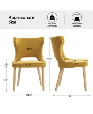 Rita Mid-Century Modern WaterProof Hollow Design Dining Chair with Wingback,Set of 2