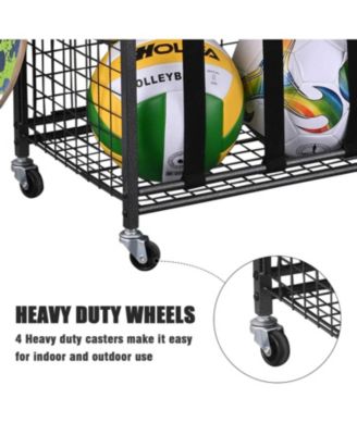 Sports Organizers Rack with Wheels for Garage, Large Capacity Sports Equipment Storage Rack