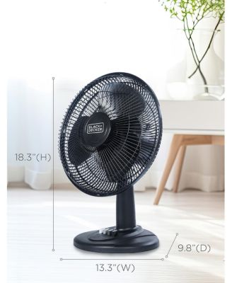 BLACK+DECKER Desk Fan for Home and Office, 12 inch Fan with 3 Speed Settings