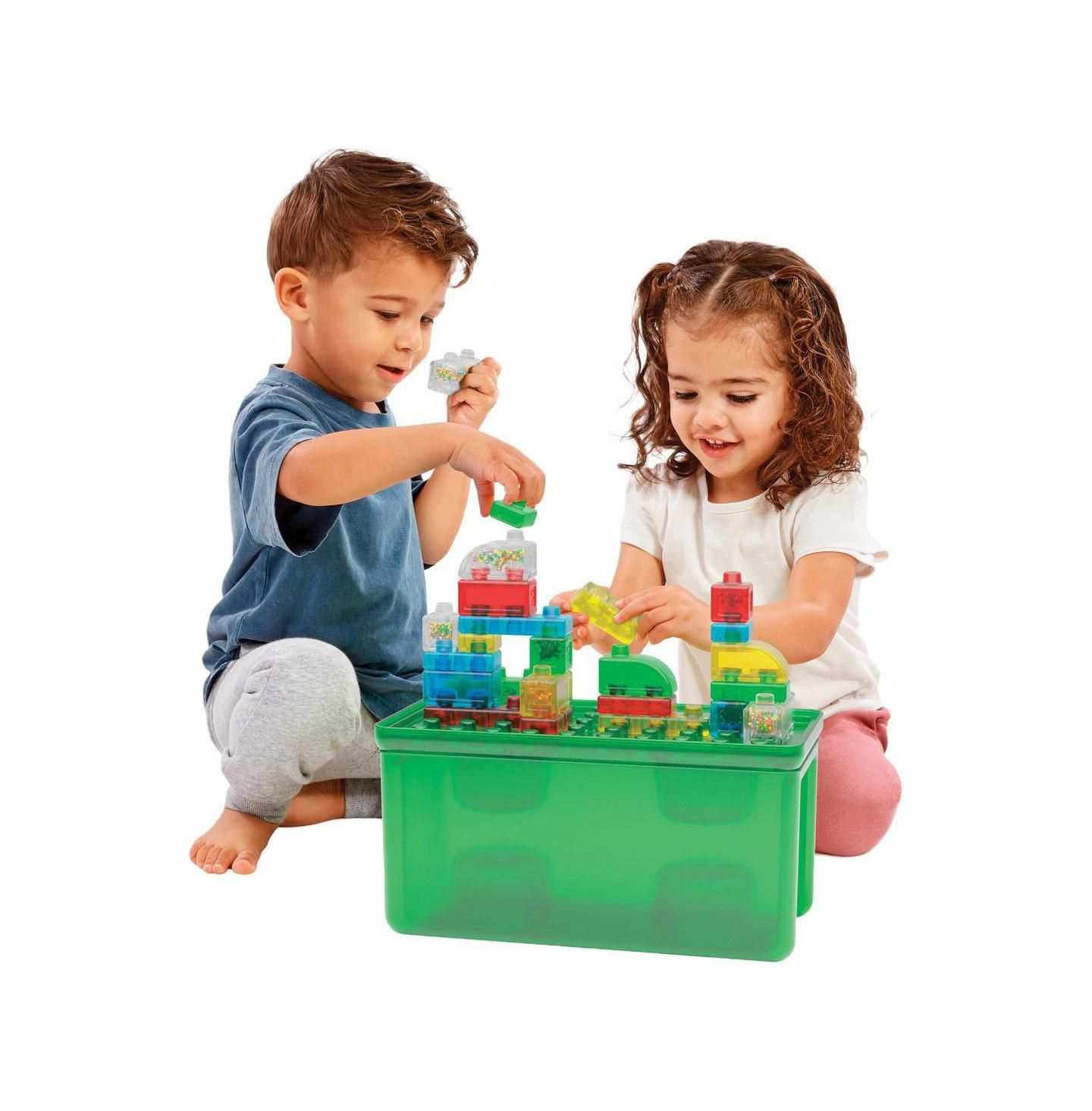 Детский конструктор Goliath Jelly Blox Stash 'N Stack 2-in-1 Storage Sensory 30-Piece Building Set, Ages 2+, цвет: Разноцветный — фото 2