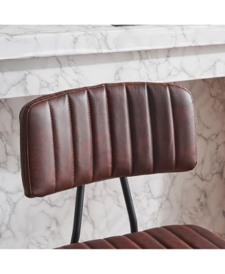 25.2'' Set of 2  PU Leather Upholstery and Metal Frame - Counter Height Chairs with Backrest for Kitchen Island or Dining Room