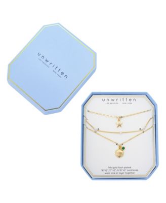 Cubic Zirconia Sea Life Pendant Layered Necklace Set