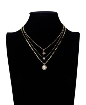 Cubic Zirconia and Crystal Celestial Evil Eye and Moon Layered Necklace Set