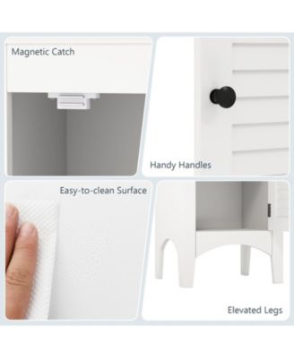 Tall Bathroom Floor Cabinet with Shutter Doors and Adjustable Shelf