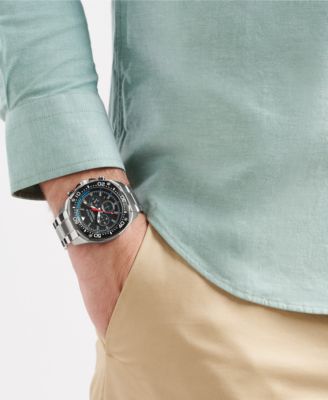 Men's Chronograph Silver-Tone Stainless Steel Watch, 46mm