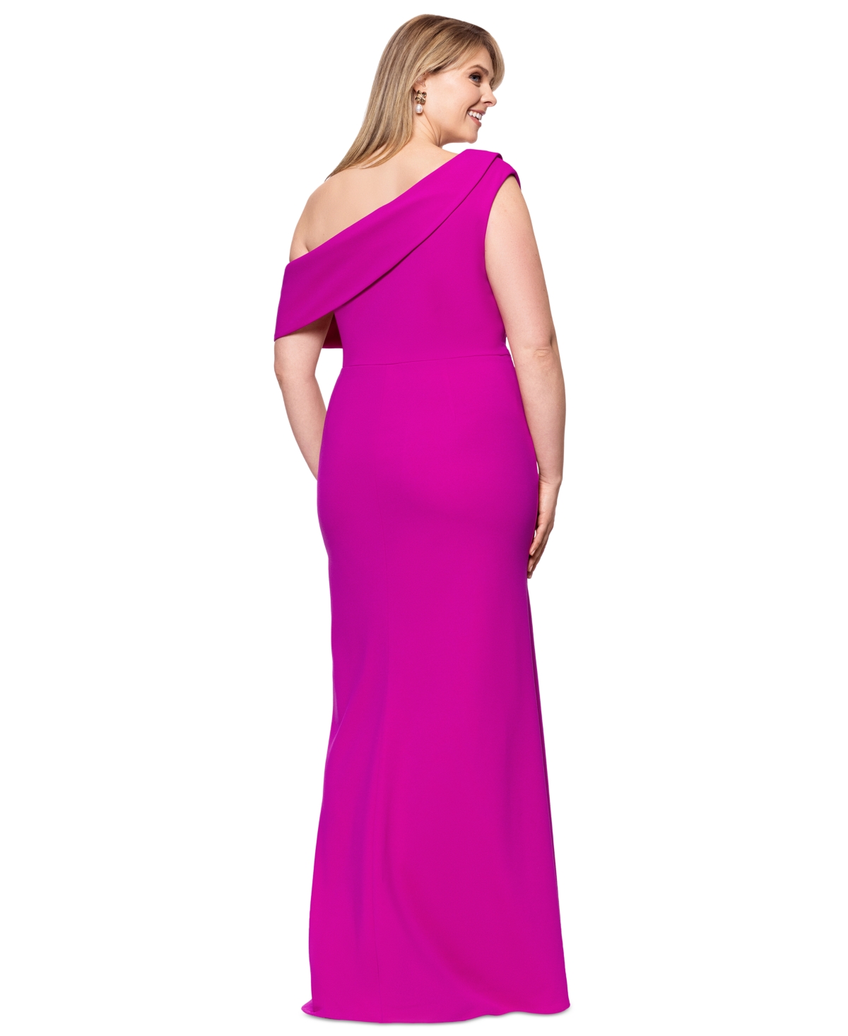 Betsy & Adam Plus Size Asymmetric High-low Gown