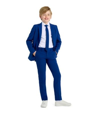 Teen Boys Navy Royale Slim Fit Solid Suit Including Blazer, Pants and Clip-On-Tie