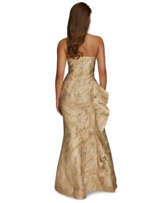 Donna Karan New York Women's Metallic Ruffled Strapless Gown