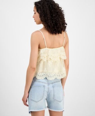 Women's Lace Cotton Tiered Camisole, Exclusively at Macy's