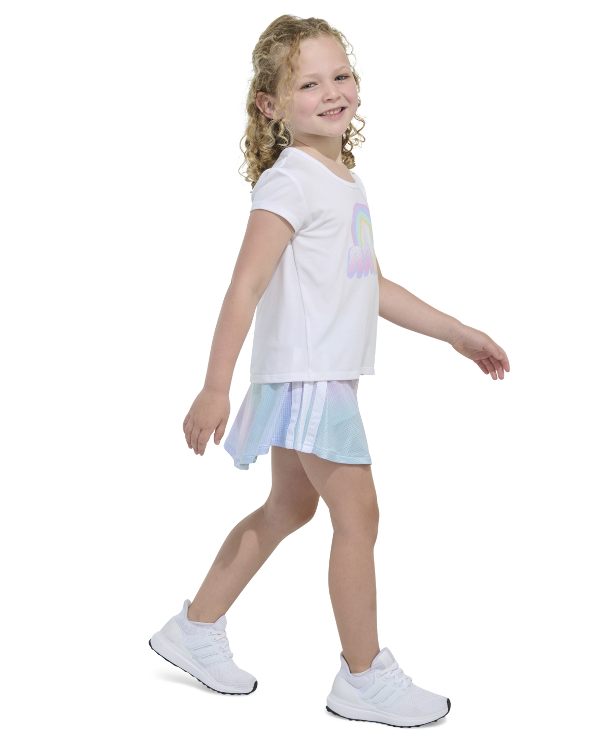 adidas Toddler and Little Girls 2-Piece Pleated T-Shirt and Printed Flounce Skort Set