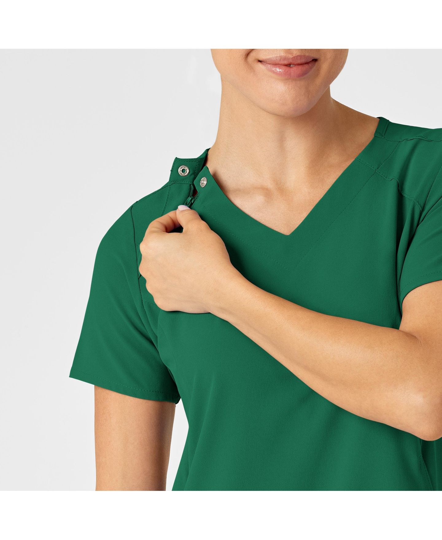 Женский топ Wink Plus Size Renew Zip Accent Scrub, цвет: Тёмно-зелёный — фото 6