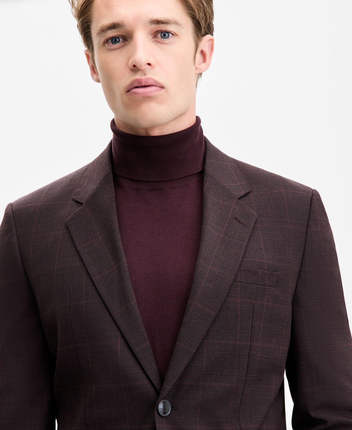 Мужской пиджак Hugo Boss Modern-Fit Plaid Suit, цвет: Бордовый — фото 3