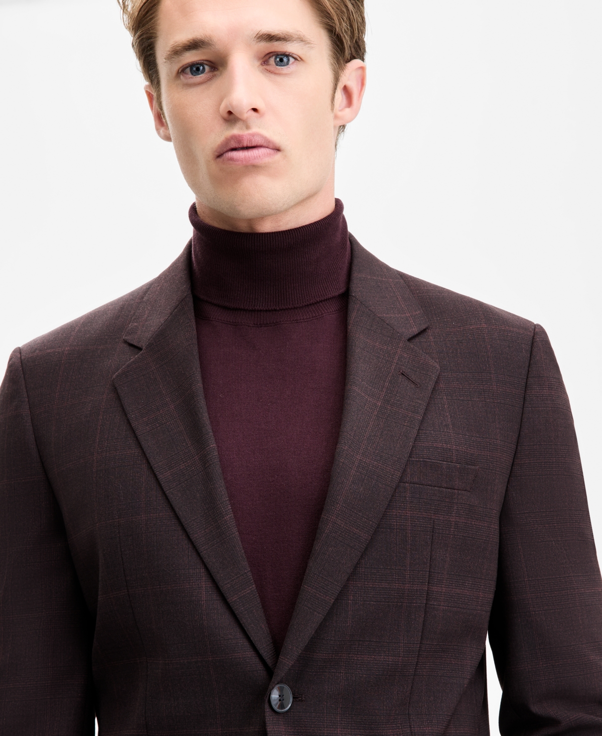Hugo Boss Hugo By  Men's Modern-fit Plaid Suit Jacket In Burgundy
