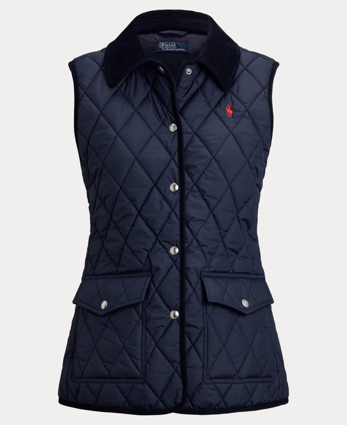 Polo Ralph Lauren Quilted Barn Jacket With Corduroy Collar In Blue
