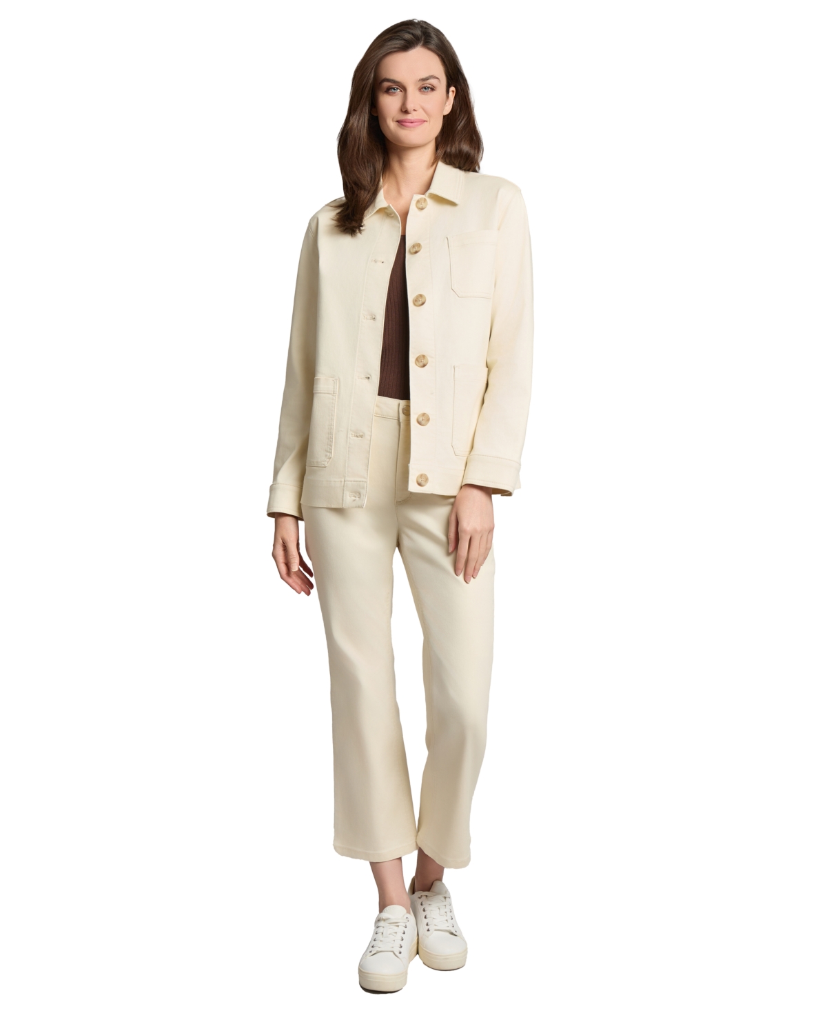 Jones New York Petite Patch-pocket Button-front Jacket In Nude