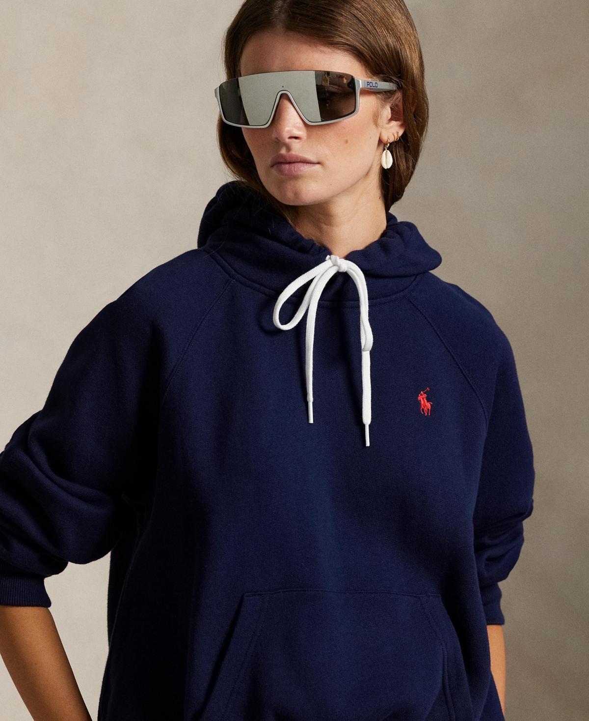 Polo Ralph Lauren Shrunken Fit Fleece Hoodie In Blue