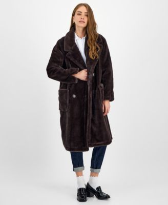 Juniors' Faux-Fur Double-Breasted Coat, Created for Macy's