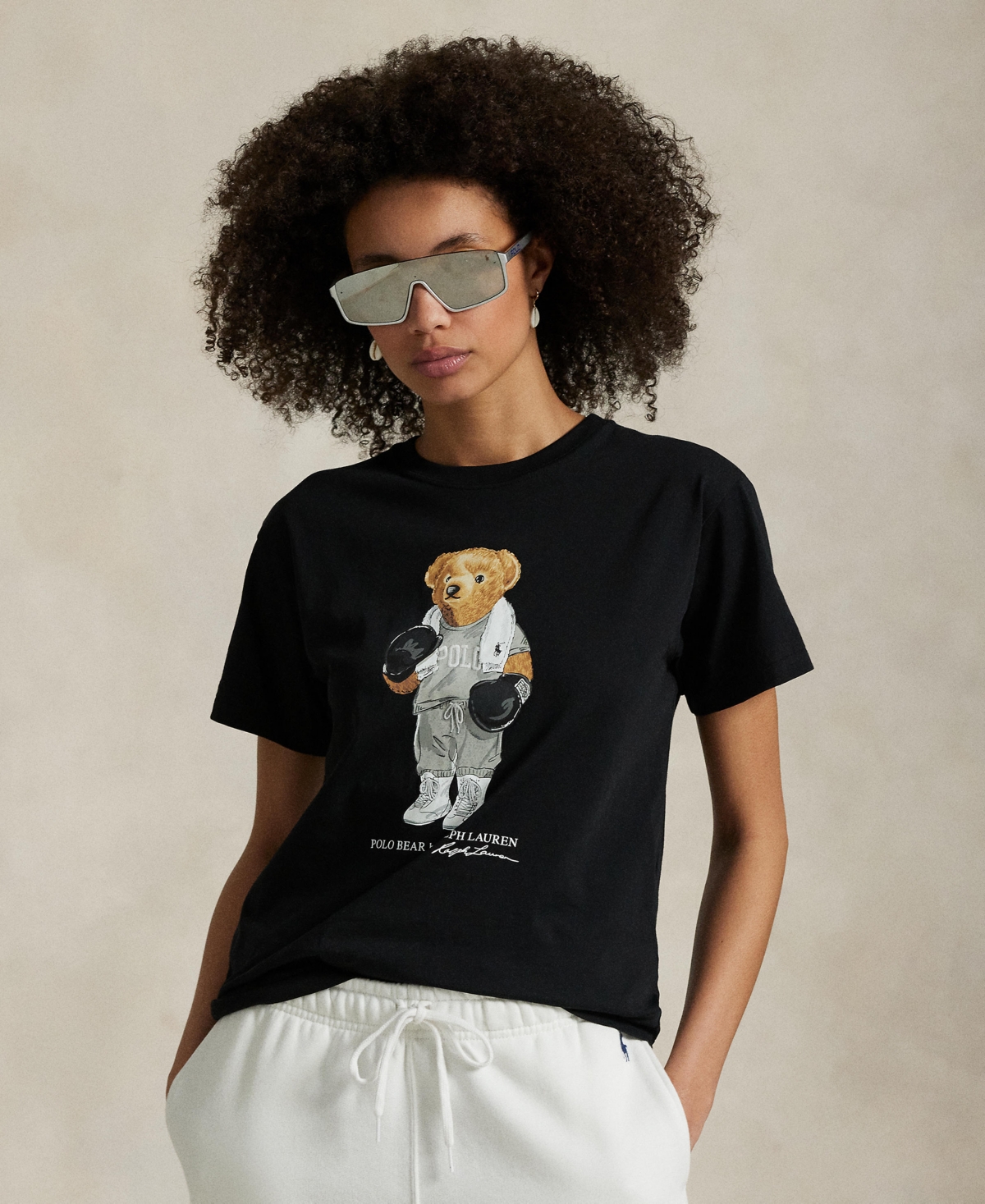 Polo Ralph Lauren Womens Polo Black Bear-print Short-sleeves Cotton-jersey T-shirt
