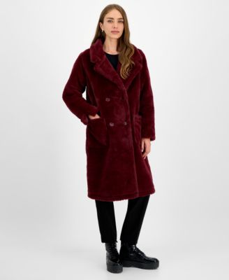 Jou Jou - Juniors' Faux-Fur Double-Breasted Coat