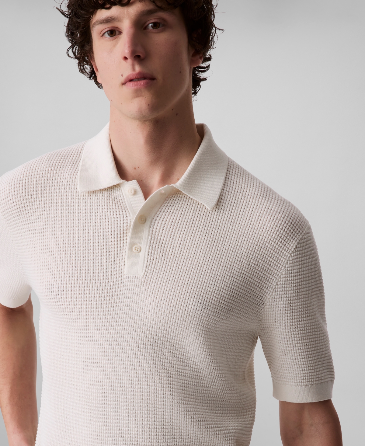 Calvin Klein Men's Smooth Cotton Waffle Polo Shirt