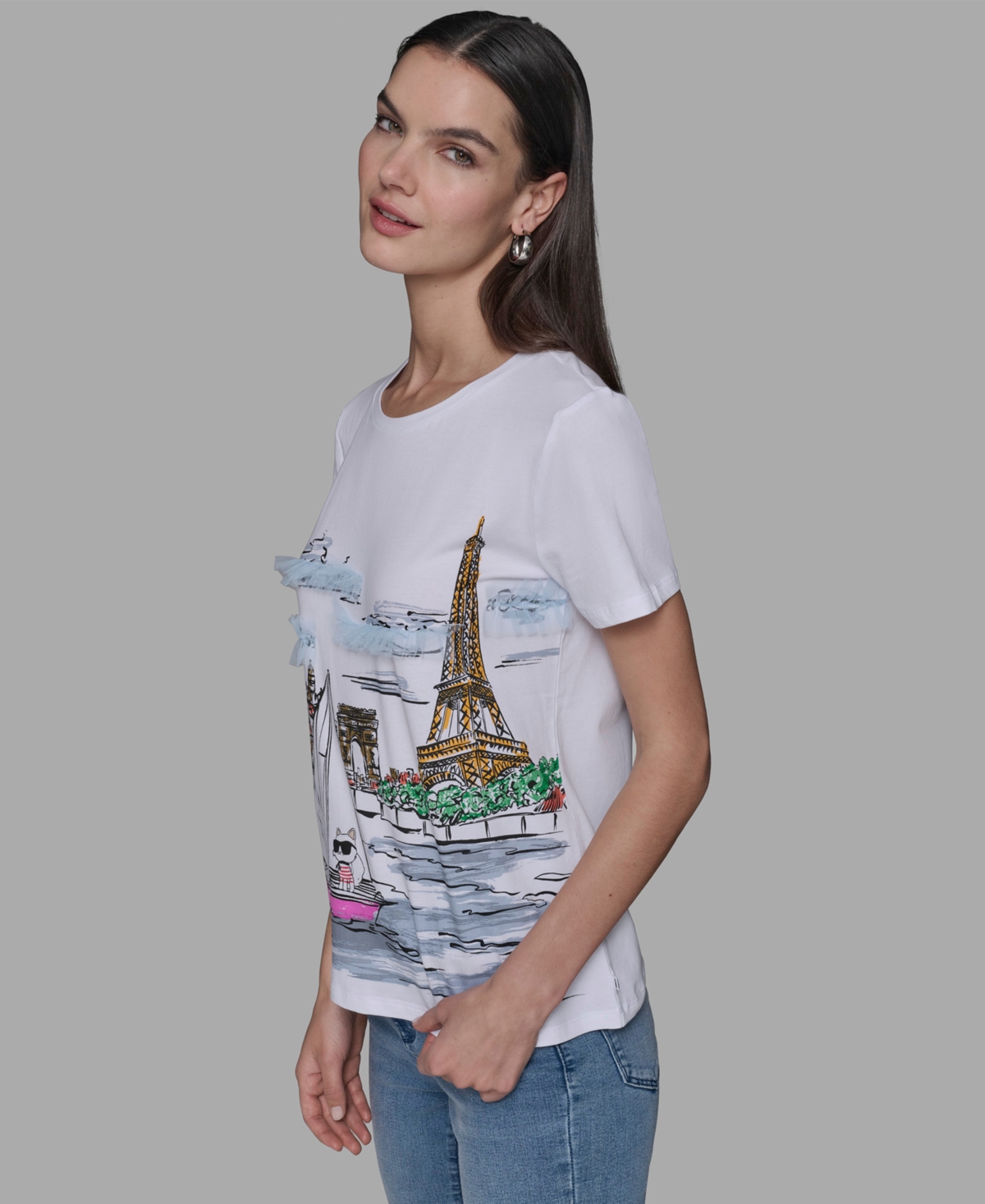 KARL LAGERFELD PETITE SAILING CHOUPETTE CREWNECK TEE 