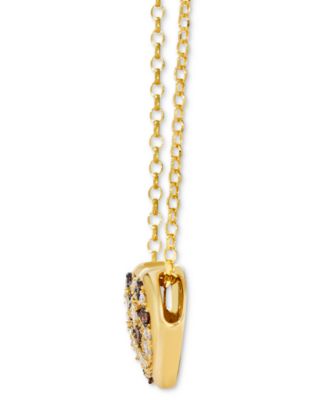 GODIVA x Vanilla Diamond & Chocolate Diamond Heart 19" Pendant Necklace (3/8 ct. t.w.) in 14k Yellow Gold