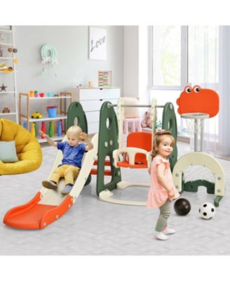 6 in 1 Toddler Slide and Swing Set with Ball Games