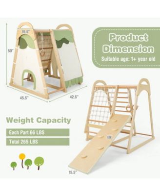 6-in-1 Wooden Kids Indoor Playground with Slide Climbing Net