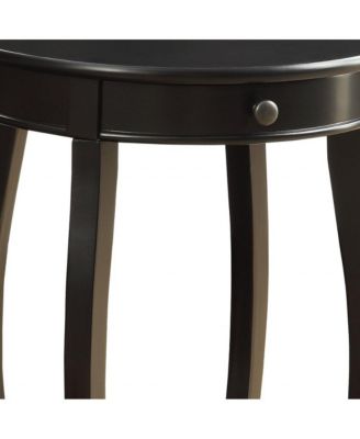 Functional Solid Wood Round End Table with Drawer and Shelf for Storage