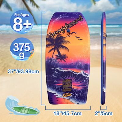 37" Body Board with Wrist Leash Fiberclad Cover Phuzion Core Crescent Tail, 2 Pack