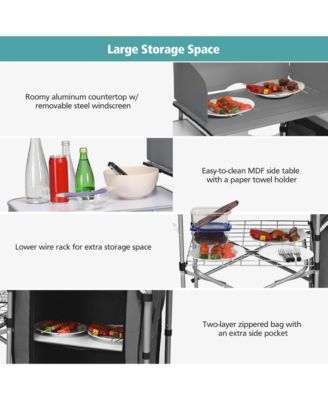 Folding Outdoor Camping Table Portable BBQ Grill Table w/ Storage Bag