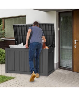 230 Gal. Black Resin Outdoor Storage Deck Box, Waterproof Large Outdoor Storgae Box