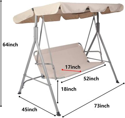 Outdoor Porch Patio Swing Chair with Stand and Waterproof Canopy All Weather Resistant Swing Bench