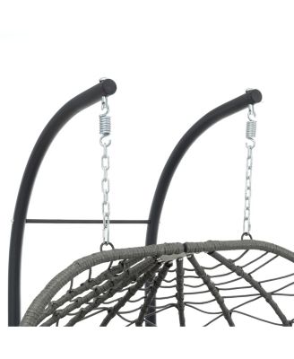 2 Persons Egg Indoor /Outdoor Swing Chair， Patio Wicker Hanging Egg Chair Hanging Basket Chair