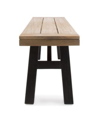 Gray Acacia Wood Outdoor Bench Weather Resistant Hardwood