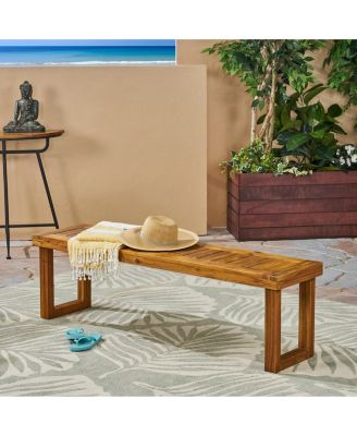 60 inches Natural Acacia Wood Bench for Outdoor Comfort, Classic Slat Design for Relaxing in Your Backyard or Patio