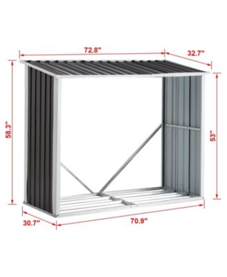 6 ft. W x 3 ft. D Steel Log Storage Shed, Firewood Rack, for Backyard Garden Patio Porch