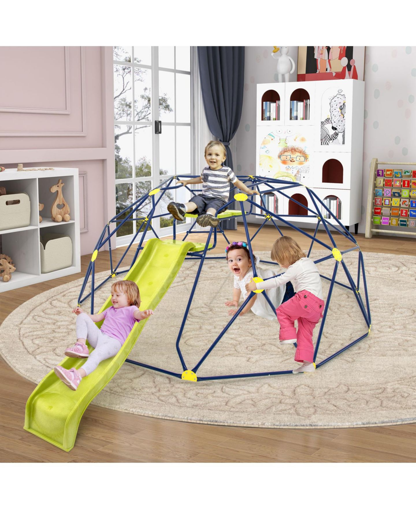 Детская игрушка Mecale Geometric Dome Climber 13.3 Ft with Extended Wavy Slide and 2 Rest Platforms, Ages 3-10, цвет: Синий — фото 8