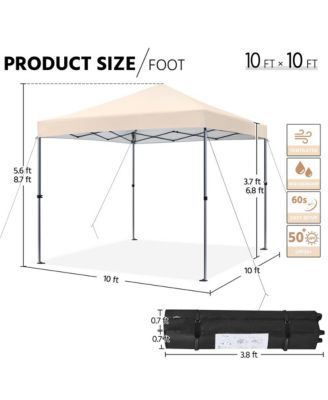 10x10FT Pop-up Canopy with One-Push-To-Lock Setup Mechanism, Beige