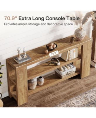 70.9-Inch Extra Long Console Table with Storage, Narrow Wooden Sofa Table Behind The Couch, Farmhouse 3-Tier Entry Foyer Table