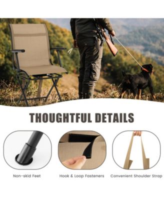 Foldable Swivel Patio Chair with Armrest and Mesh Back