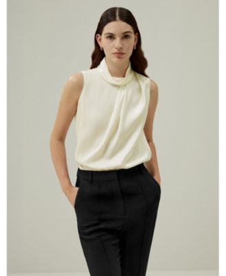 Women's Asymmetrical Sleeveless Cowl Neck Top