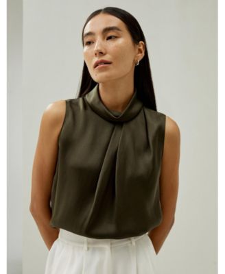 Women's Asymmetrical Sleeveless Cowl Neck Top