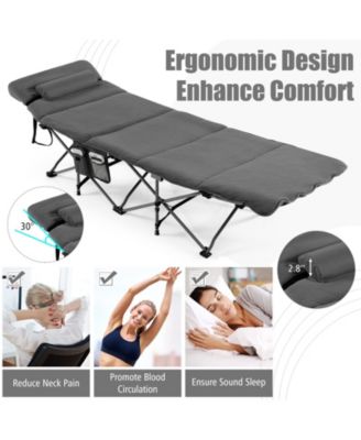 Folding Retractable Travel Camping Cot with Mattress and Carry Bag