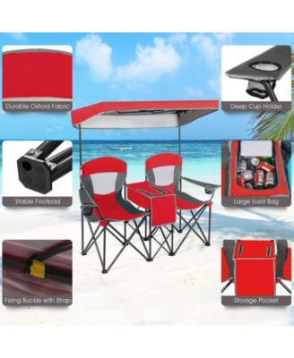 Portable Folding Camping Canopy Chairs w/ Cup Holder