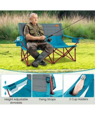 3 Person Folding Camping Chair with 2 Cup Holders Cotton Padding & Storage Bag